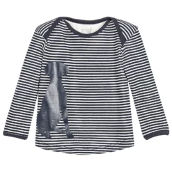 The Little Tailor Blue Striped Baby T-Shirt With Dog Print