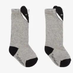 Turtledove London Grey Cotton Badger Socks