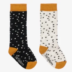 Turtledove London Ivory & Black Cotton Socks