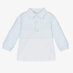 Tutto Piccolo Blue & White Cotton Polo Shirt