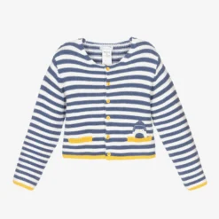 Tutto Piccolo Blue & White Striped Cardigan