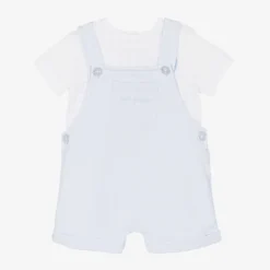 Tutto Piccolo Boys Blue Cotton Dungaree Shorts Set