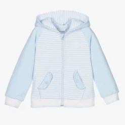 Tutto Piccolo Boys Blue Cotton Zip-Up Top