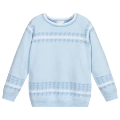 Tutto Piccolo Boys Blue Houndstooth Sweater