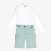Tutto Piccolo Boys White & Green Shorts Set