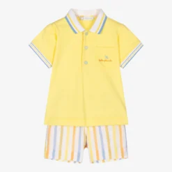 Tutto Piccolo Boys Yellow Cotton Shorts Set