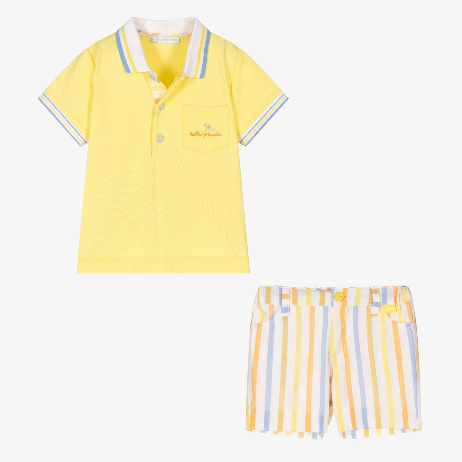 Tutto Piccolo Boys Yellow Cotton Shorts Set 2 Tutto Piccolo Boys Yellow Cotton Shorts Set - Image 2
