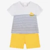Tutto Piccolo Boys Yellow Stripe Cotton Shorts Set