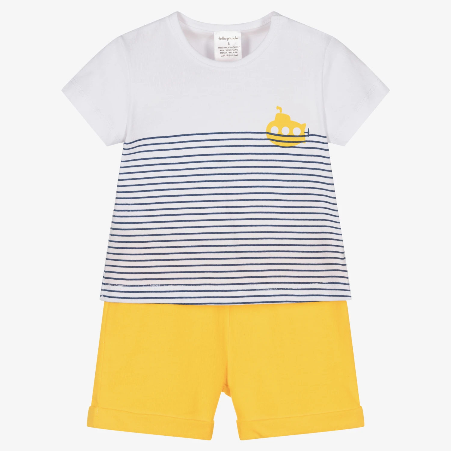 Tutto Piccolo Boys Yellow Stripe Cotton Shorts Set 1 Tutto Piccolo Boys Yellow Stripe Cotton Shorts Set