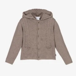 Tutto Piccolo Brown Hooded Cotton Cardigan