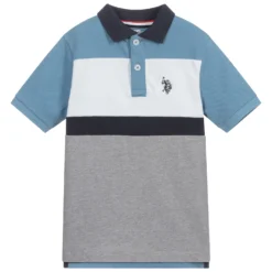 U.S. Polo Assn. Blue & Grey Logo Polo Shirt
