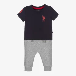 U.S. Polo Assn. Blue Top & Grey Joggers Set