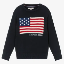 U.S. Polo Assn. Boys Blue Cotton Knitted Sweater
