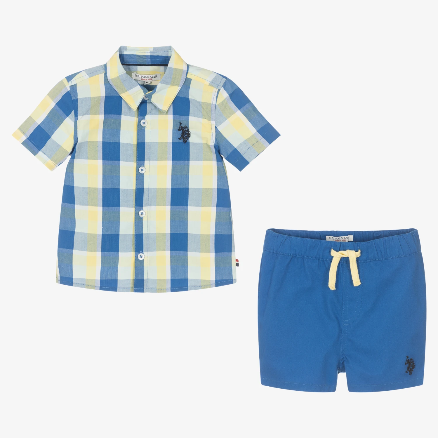 U.S. Polo Assn. Boys Blue Cotton Shorts Set 2 U.S. Polo Assn. Boys Blue Cotton Shorts Set - Image 2