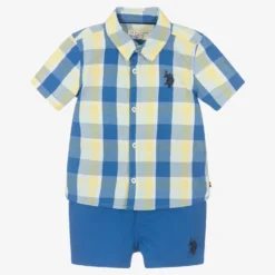 U.S. Polo Assn. Boys Blue Cotton Shorts Set