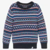 U.S. Polo Assn. Boys Blue & Red Cotton Knitted Sweater
