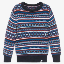 U.S. Polo Assn. Boys Blue & Red Cotton Knitted Sweater