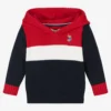 U.S. Polo Assn. Boys Blue & Red Hooded Knit Sweater