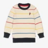 U.S. Polo Assn. Boys Ivory Cotton Knit Sweater