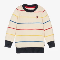 U.S. Polo Assn. Boys Ivory Cotton Knit Sweater