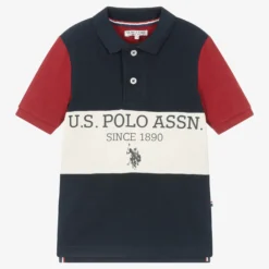 U.S. Polo Assn. Boys Navy Blue Colourblock Polo Shirt
