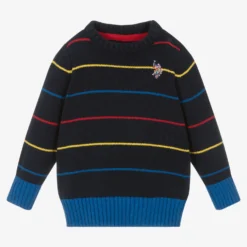 U.S. Polo Assn. Boys Navy Blue Cotton Striped Sweater