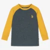 U.S. Polo Assn. Boys Navy Blue & Yellow Cotton Top