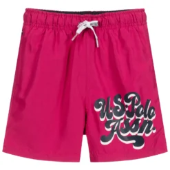 U.S. Polo Assn. Boys Pink Logo Swim Shorts