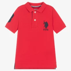 U.S. Polo Assn. Boys Red Cotton Polo Shirt