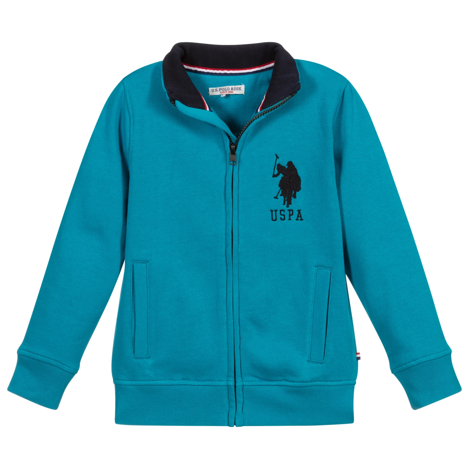 U.S. Polo Assn. Boys Turquoise Blue Zip-Up Top 4 U.S. Polo Assn. Boys Turquoise Blue Zip-Up Top - Image 4