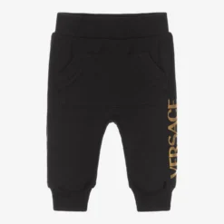 Versace Black Cotton Logo Joggers