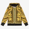 Versace Black & Gold Barocco Zip-Up Top