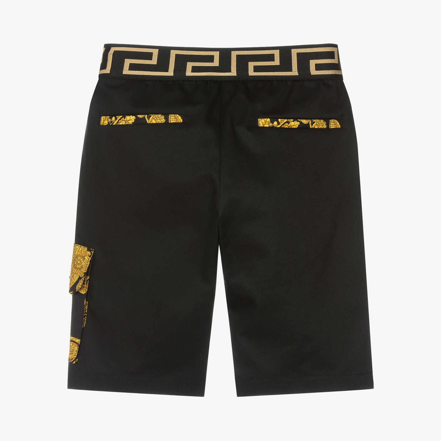 Versace Boys Black & Gold Cotton Barocco Shorts 2 Versace Boys Black & Gold Cotton Barocco Shorts - Image 2