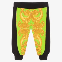 Versace Boys Black & Green Barocco Joggers
