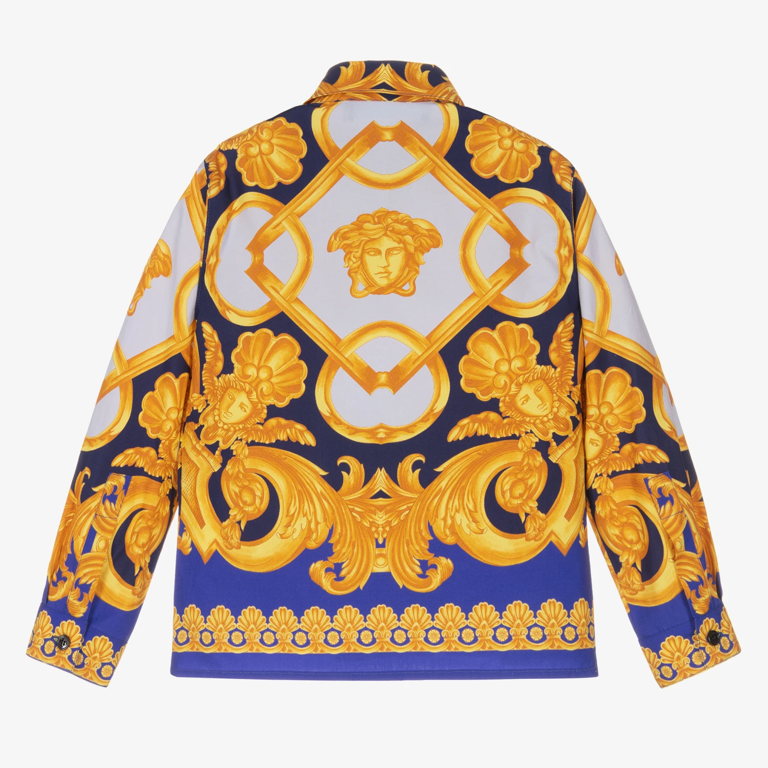 Versace Boys Blue & Gold Barocco Shirt 2 Versace Boys Blue & Gold Barocco Shirt - Image 2