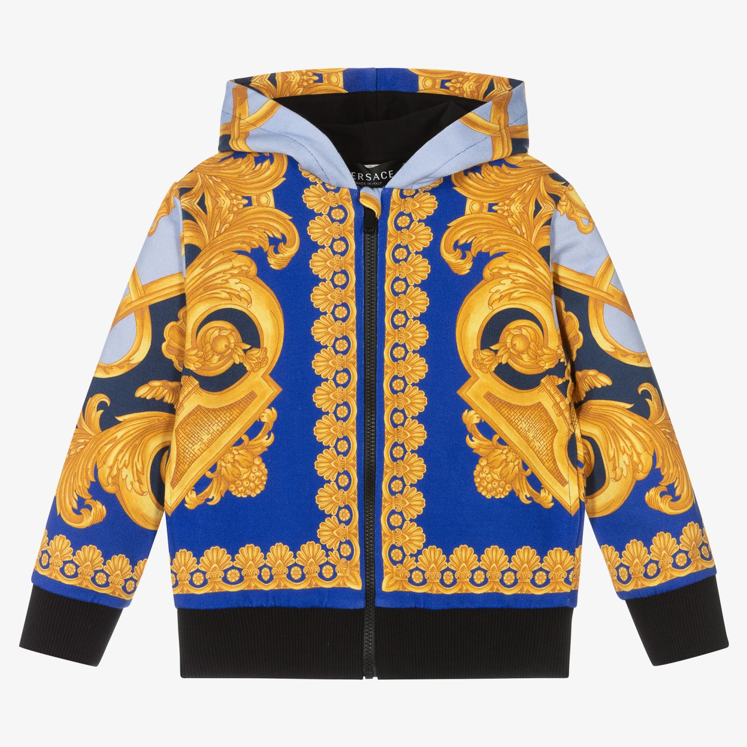 Versace Boys Blue & Gold Barocco Zip-Up Top 1 Versace Boys Blue & Gold Barocco Zip-Up Top