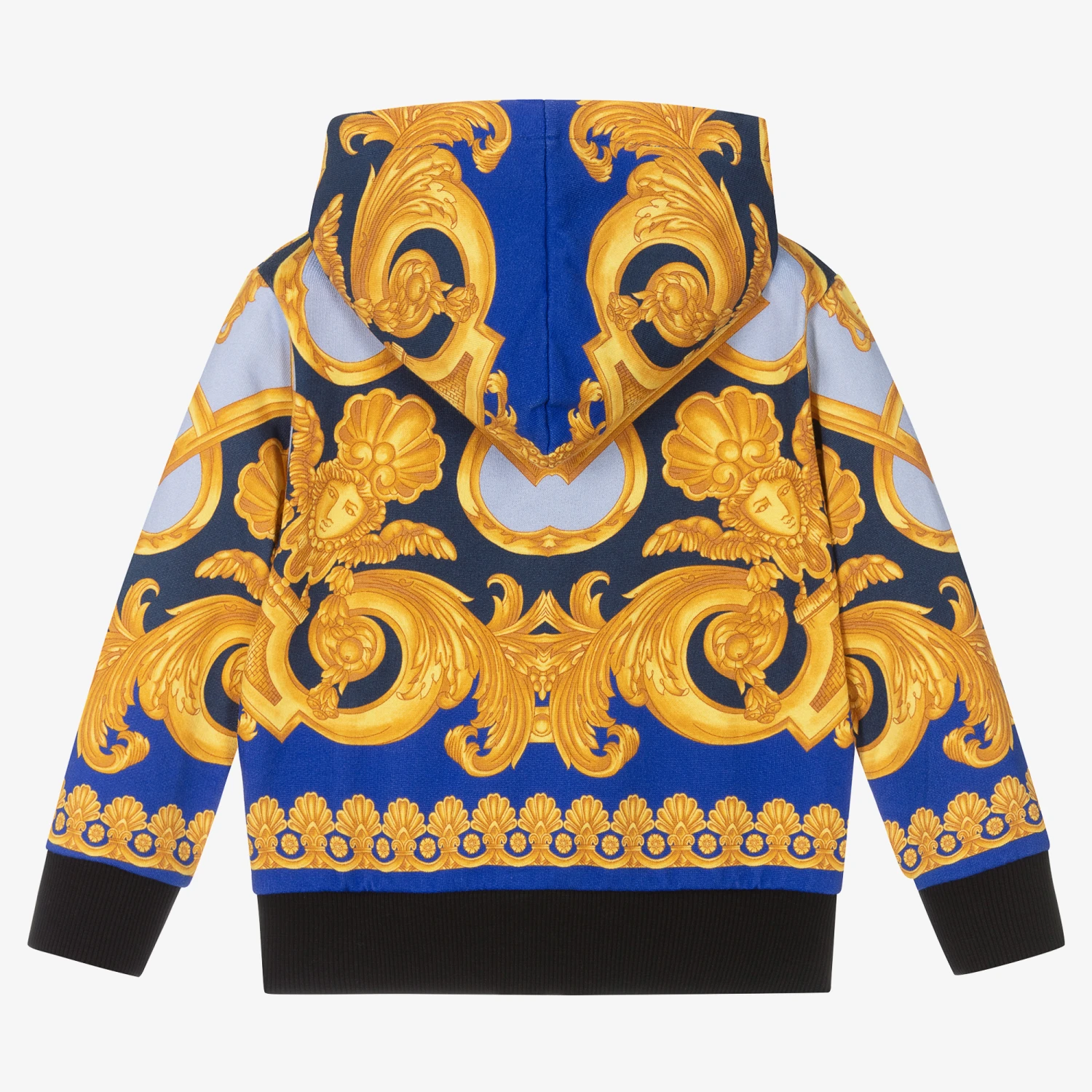 Versace Boys Blue & Gold Barocco Zip-Up Top 2 Versace Boys Blue & Gold Barocco Zip-Up Top - Image 2