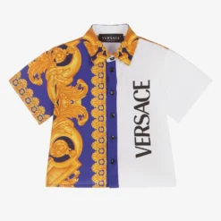 Versace Boys Blue & White Barocco 660 Shirt