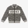 Versace Boys Grey Greca Zip-Up Top