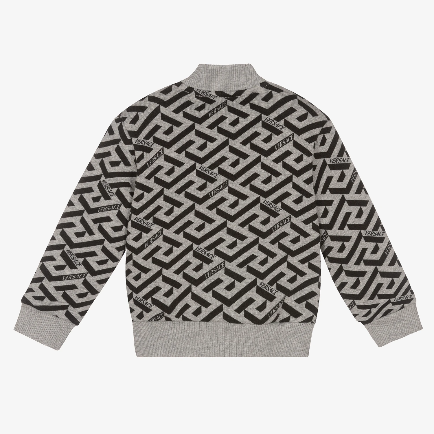 Versace Boys Grey Greca Zip-Up Top 2 Versace Boys Grey Greca Zip-Up Top - Image 2