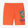 Versace Boys Orange Crocodile Swim Shorts