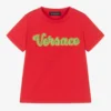 Versace Boys Red Cotton Logo T-Shirt