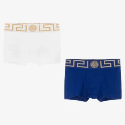 Versace White & Blue Boxers (2 Pack)