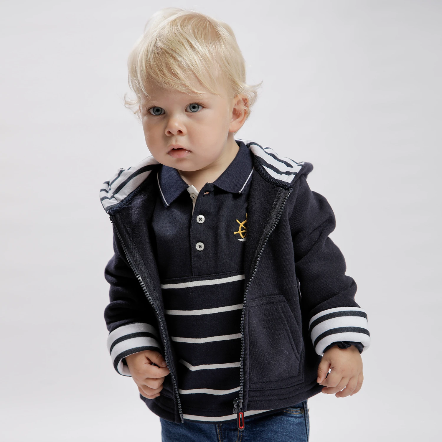 Week-end à La Mer Boys Blue Zip-Up Top 2 Week-end à La Mer Boys Blue Zip-Up Top - Image 2