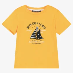 Week-end à La Mer Boys Golden Yellow Cotton Boat T-Shirt