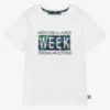 Week-end à La Mer Boys White Cotton T-Shirt