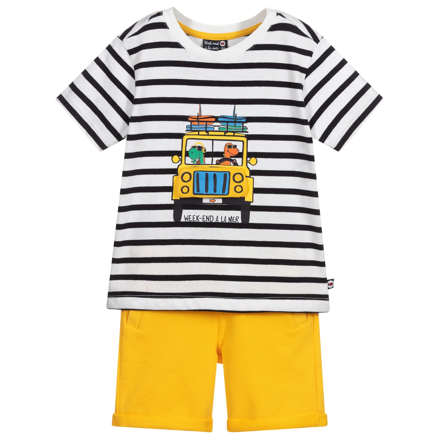 Week-end à La Mer Navy Blue & Yellow Shorts Set 1 Week-end à La Mer Navy Blue & Yellow Shorts Set