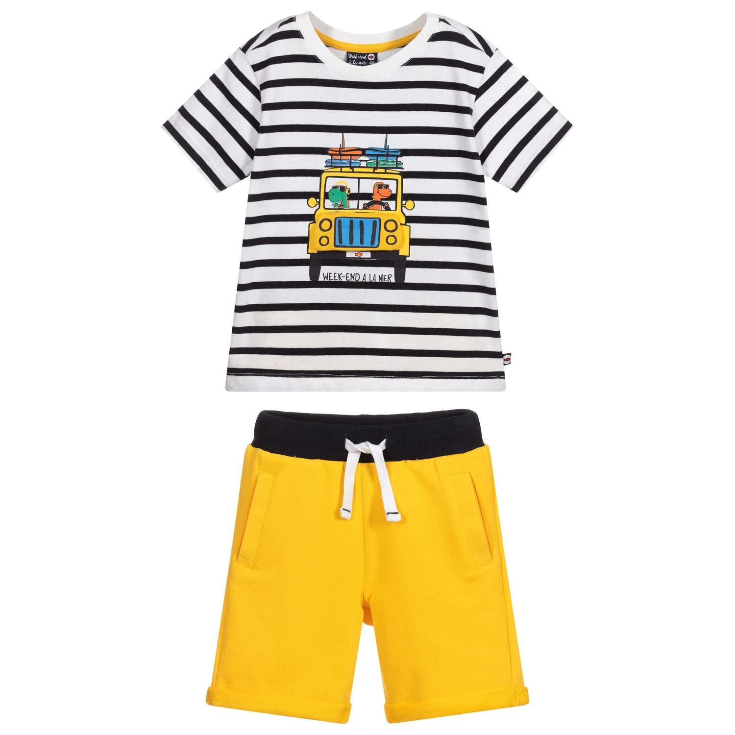 Week-end à La Mer Navy Blue & Yellow Shorts Set 2 Week-end à La Mer Navy Blue & Yellow Shorts Set - Image 2